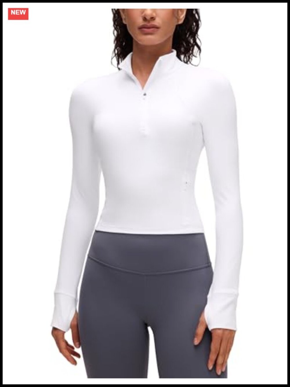CRZ YOGA Butterluxe Half Zip Crop Top Long Sleeve Activewear